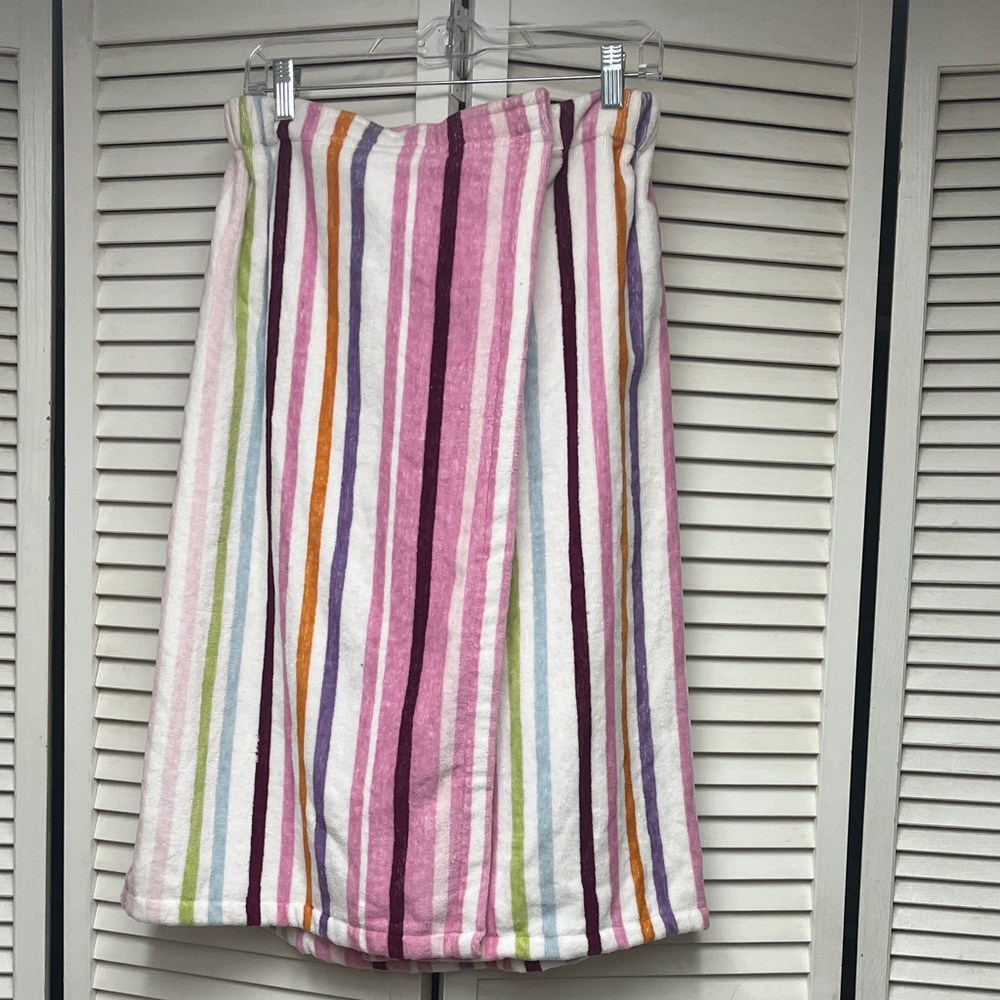 Striped Pink Multi-Color Women’s Swim Coverup Skirt towel